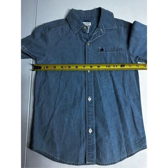 Carter's Boys'  Chambray Short Sleeve Woven Button Down Shirt Top 5T Cotton - Picture 3 of 8